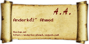 Anderkó Ahmed névjegykártya